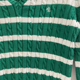 Ralph Lauren Green Stripe Sweater S