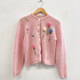 1950s Wool/Mohair Pink Cardigan- Hand Darned