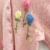 1950s Wool/Mohair Pink Cardigan- Hand Darned
