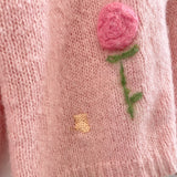 1950s Wool/Mohair Pink Cardigan- Hand Darned