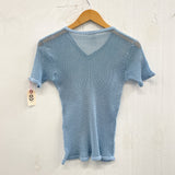 70s Blue Fishnet Cotton Top