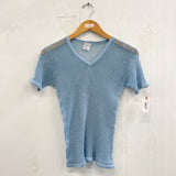 70s Blue Fishnet Cotton Top