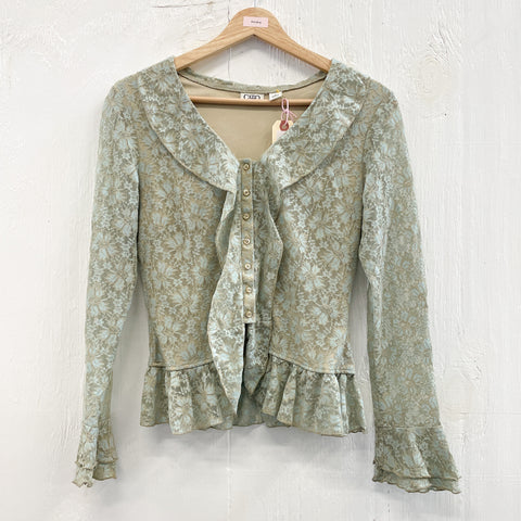 90s Lace Sea Foam Green Top