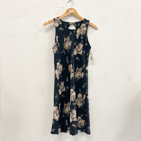 90s Black Floral Mini Dress