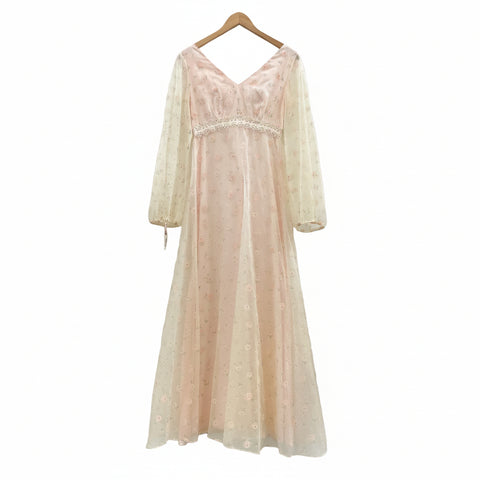 1970s Floral Pink Princess Dress