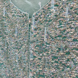 Vintage Blue Green Sequined Sleeveless Blouse