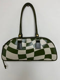 Hand Painted Wavy Checkered Bowling Handbag - Gr.