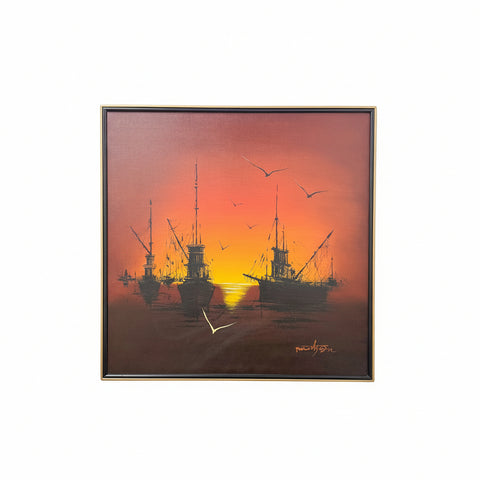 Mid Century Orange Nautical Art