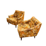 Pair of Mid Century Floral Chairs by Selig