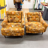 Pair of Mid Century Floral Chairs by Selig