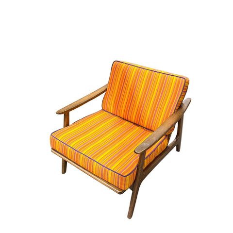 Vintage Orange Striped Lounge Chair