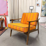 Vintage Orange Striped Lounge Chair