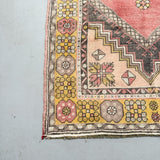 Vintage Turkish Rug - Mustard/Pink 7'2x3'9