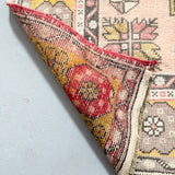 Vintage Turkish Rug - Mustard/Pink 7'2x3'9