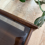 Mid Century Walnut End Table w/ Glass Top