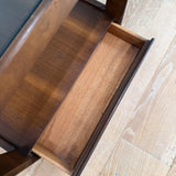 Mid Century Walnut End Table w/ Glass Top
