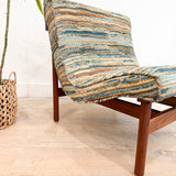 Mid Century Rare Scoop Chair - New Striped Upholstery