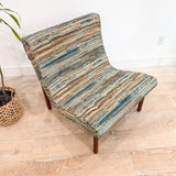 Mid Century Rare Scoop Chair - New Striped Upholstery