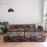 Vintage "Tiki" Style Sofa w/ 2 Ottomans