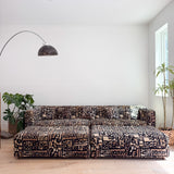 Vintage "Tiki" Style Sofa w/ 2 Ottomans