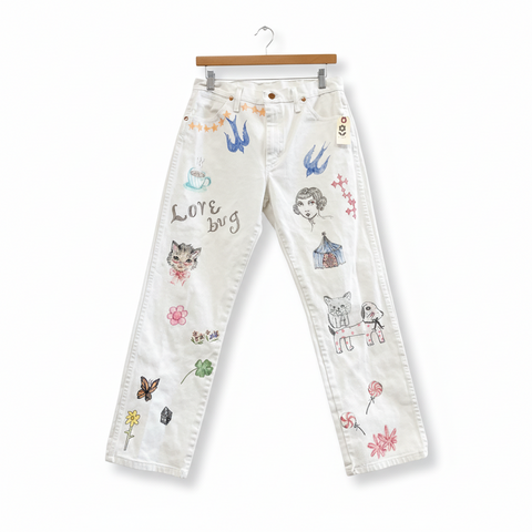 Doodles On Vintage White Wranglers