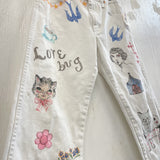 Doodles On Vintage White Wranglers