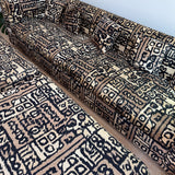 Vintage "Tiki" Style Sofa w/ 2 Ottomans