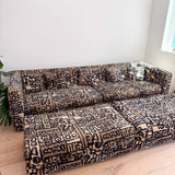 Vintage "Tiki" Style Sofa w/ 2 Ottomans