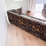 Vintage "Tiki" Style Sofa w/ 2 Ottomans
