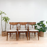 Set of 6 Walnut Dining Chairs w/ New Upholstery