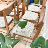Set of 6 Walnut Dining Chairs w/ New Upholstery