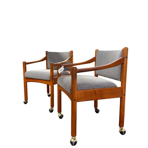 Pair of Teak Chairs w/ New Upholstery