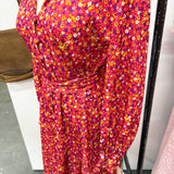 Pink Floral Belted Dress