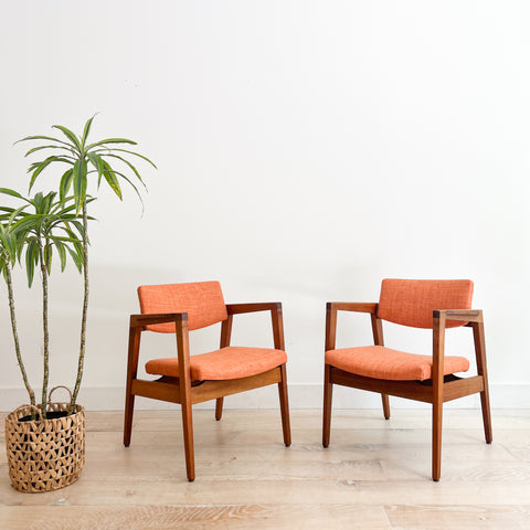 Pair of Gunlocke Occasional Chairs - Orange