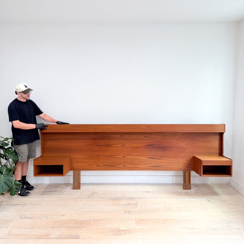 Danish Teak King Size Bed w/ Floating Nightstands