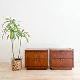 Pair of Walnut + Rosewood Stanley Nightstands