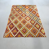 Vintage Turkish Colorful Rug - 5'7x7'11
