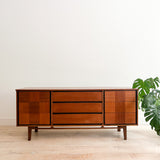 Mid Century Low Walnut 9 Drawer Dresser