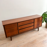 Mid Century Low Walnut 9 Drawer Dresser