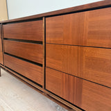 Mid Century Low Walnut 9 Drawer Dresser