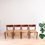 Set of 4 Danish Teak Rope Chairs