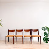 Set of 4 Danish Teak Rope Chairs