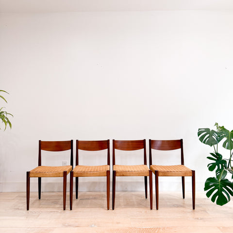 Set of 4 Danish Teak Rope Chairs