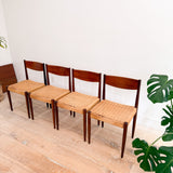 Set of 4 Danish Teak Rope Chairs