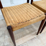 Set of 4 Danish Teak Rope Chairs