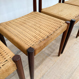 Set of 4 Danish Teak Rope Chairs