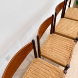 Set of 4 Danish Teak Rope Chairs