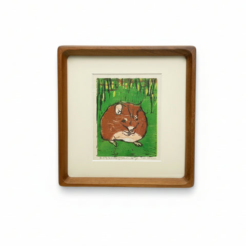 Hamster by Aaron Tucker - Hand-pulled woodcut print