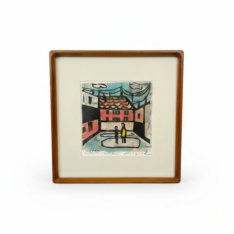 Courtyard by Aaron Tucker - Hand-pulled woodcut print