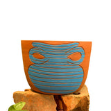 Vase Blue Terra Cotta Pot 6"